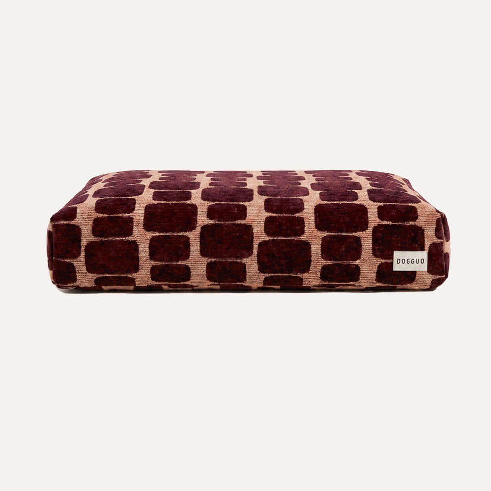 DOGGUO - Staple Stones hondenmand - Peach/Bordeaux