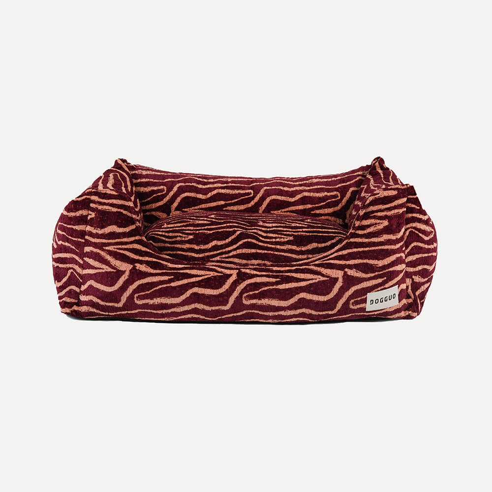 DOGGUO - Ethnic sofa hondenmand - Bordeaux/Peach