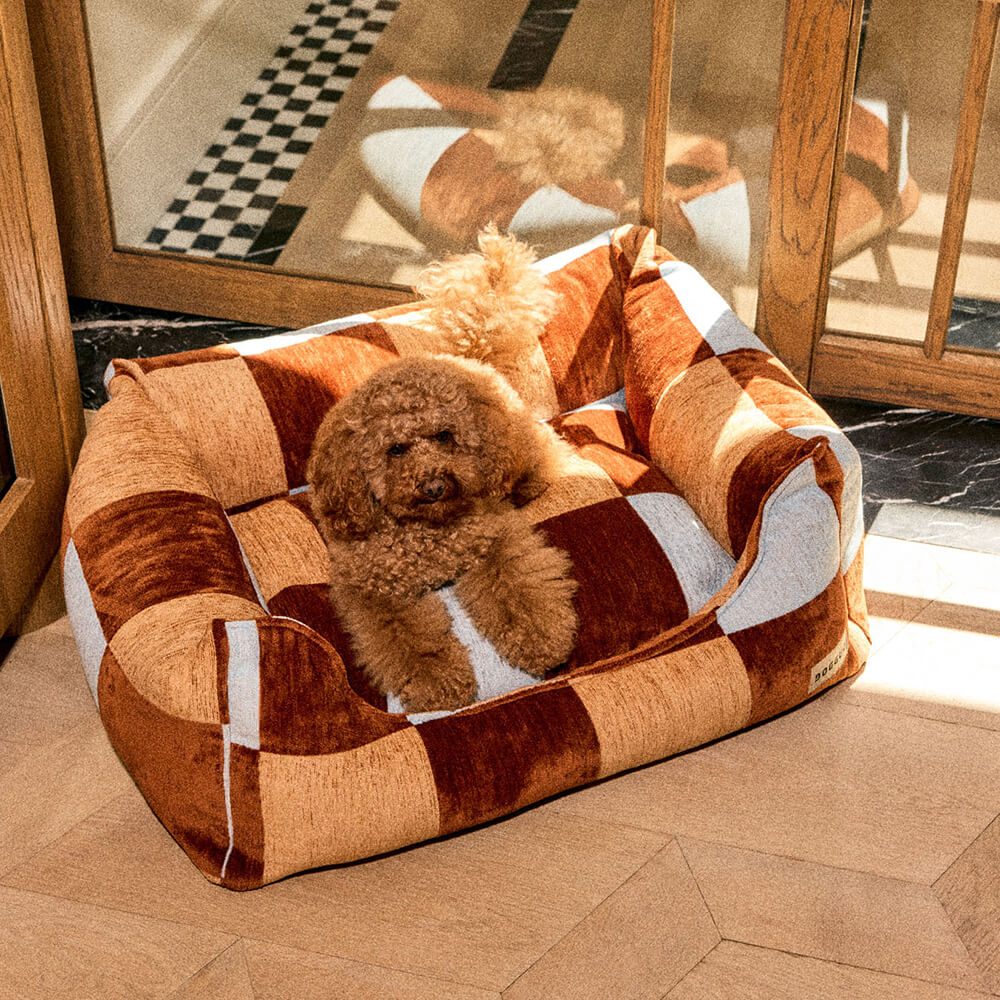 DOGGUO - Ethnic sofa hondenmand - Brown/Beige/Blue