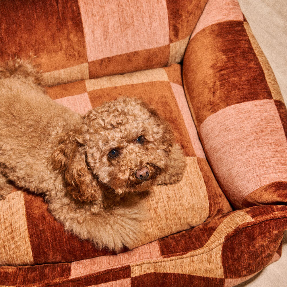 DOGGUO - Ethnic sofa hondenmand - Brown/Beige/Peach