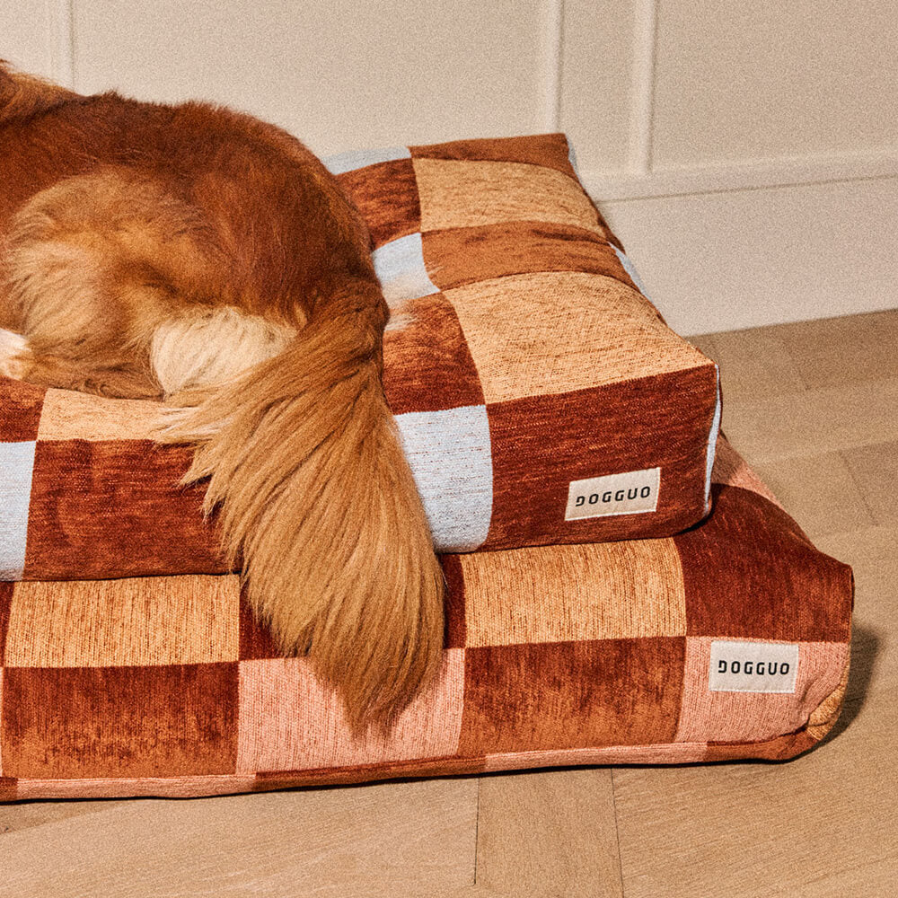 DOGGUO - Block hondenmand - Brown/Beige/Blue