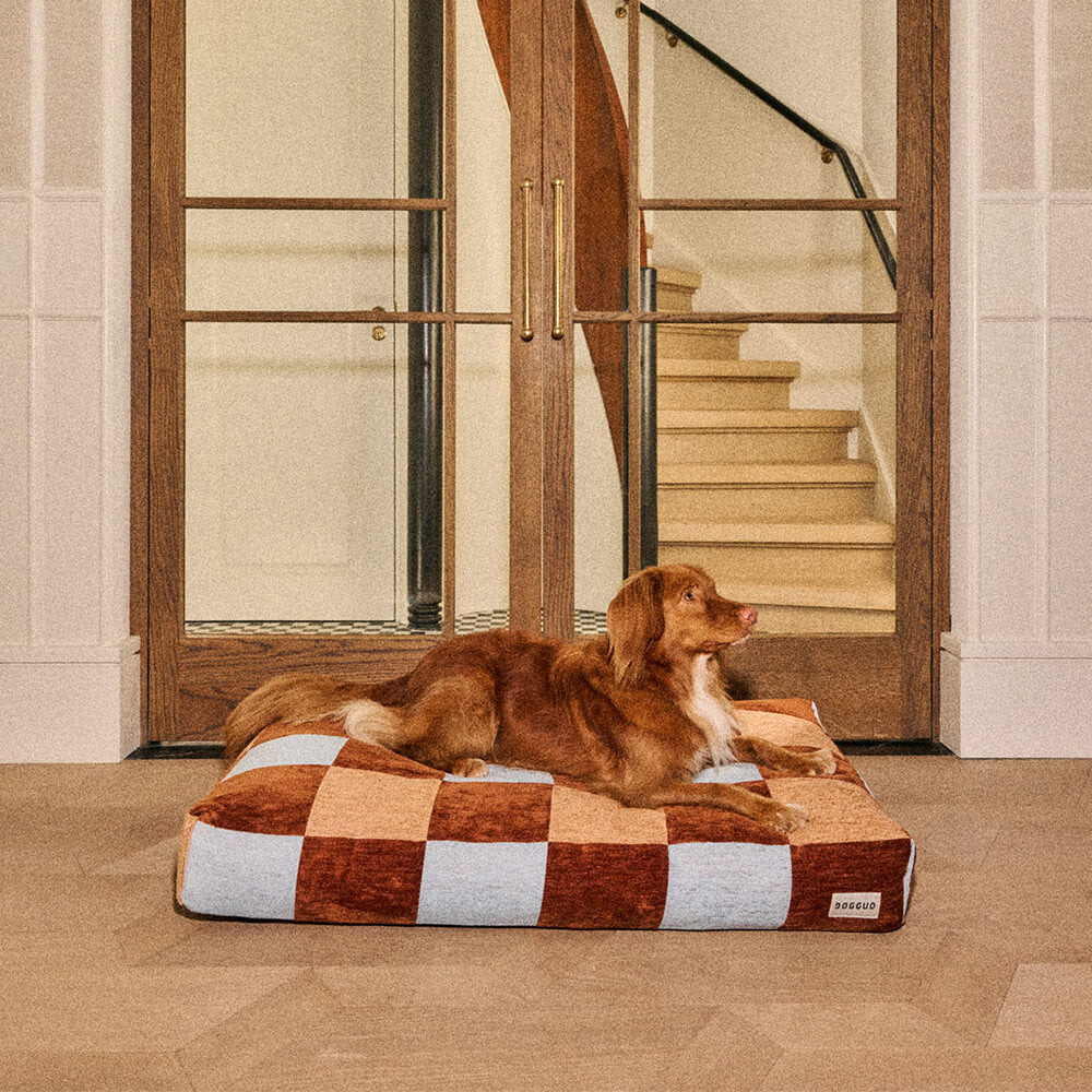 DOGGUO - Block hondenmand - Brown/Beige/Blue