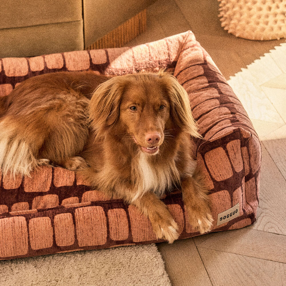 DOGGUO - Staple Stones sofa hondenmand - Brown/Peach