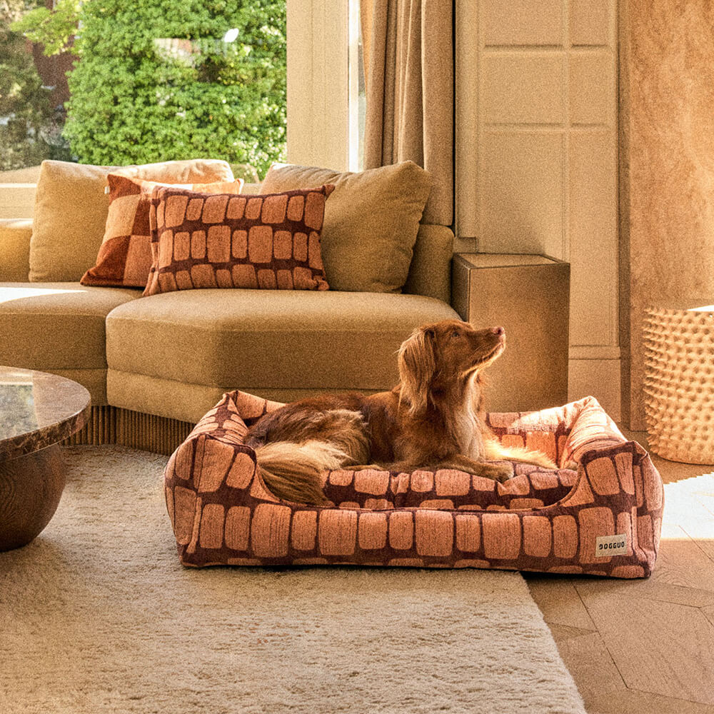 DOGGUO - Staple Stones sofa hondenmand - Brown/Peach