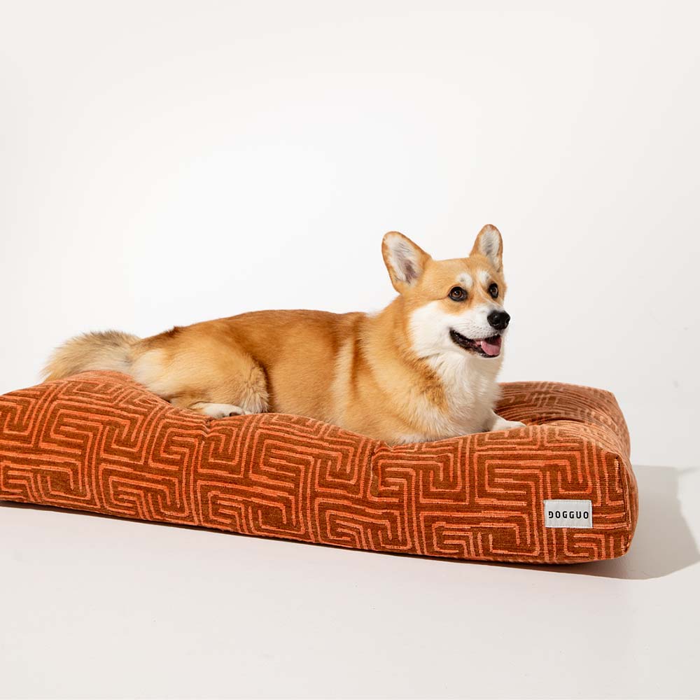 DOGGUO - Maze Dog Bed - Brown/Apricot