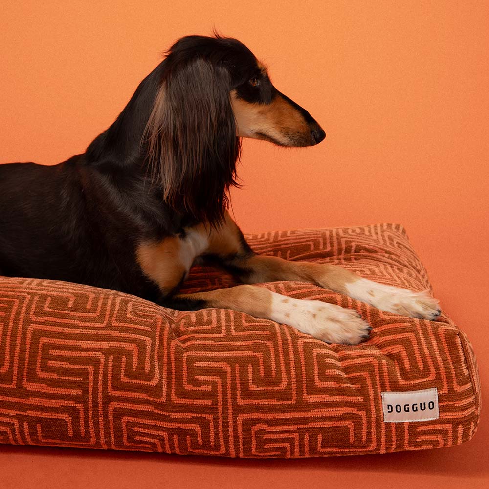DOGGUO - Maze Dog Bed - Brown/Apricot