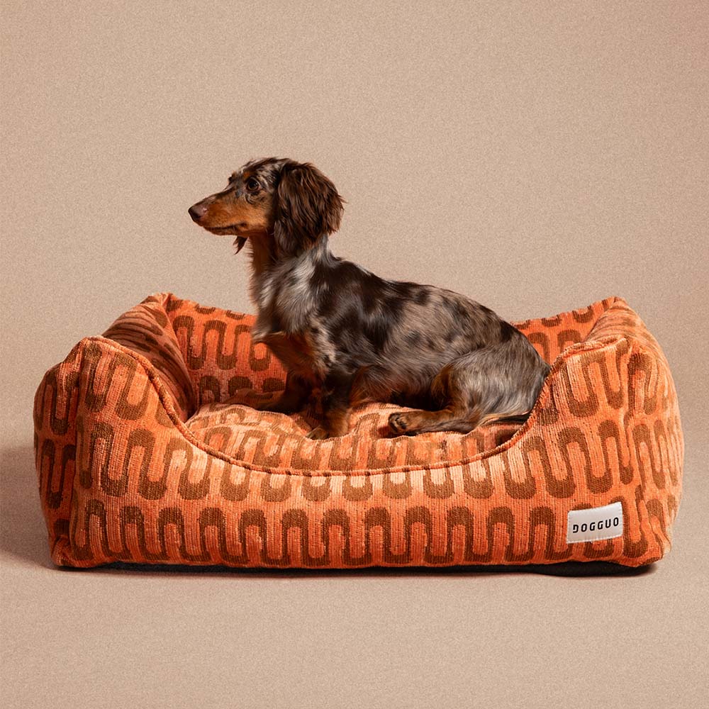 DOGGUO - Retro Wave Dog Sofa - Apricot/Brown