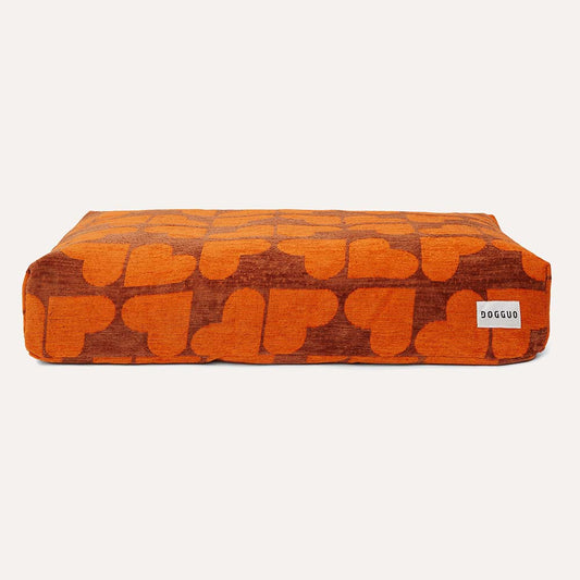 DOGGUO - Heart Dog Bed - Brown/Orange