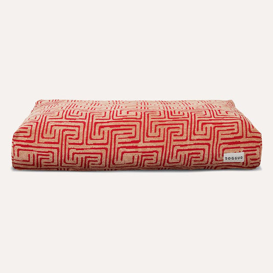 DOGGUO - Maze Dog Bed - Mocha/Red