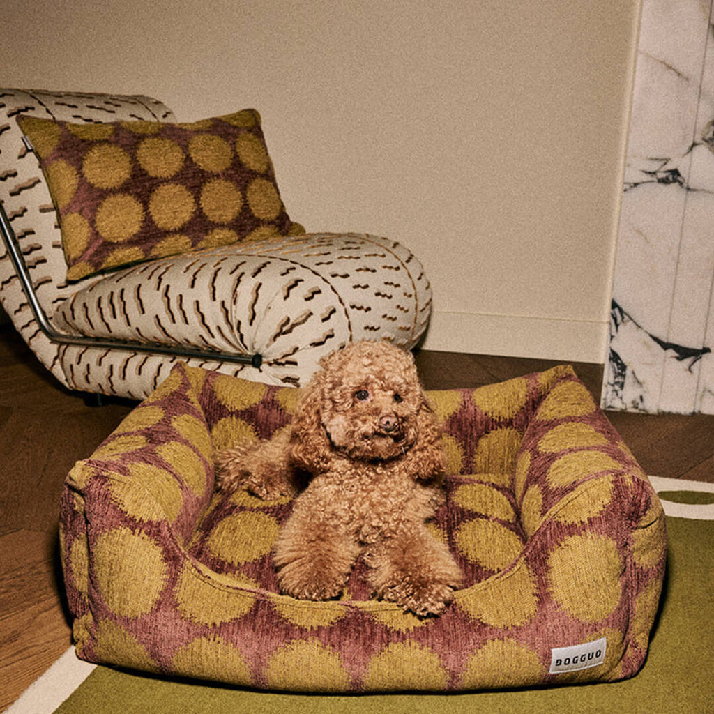 DOGGUO - Stip sofa hondenmand - Bruin/Groen