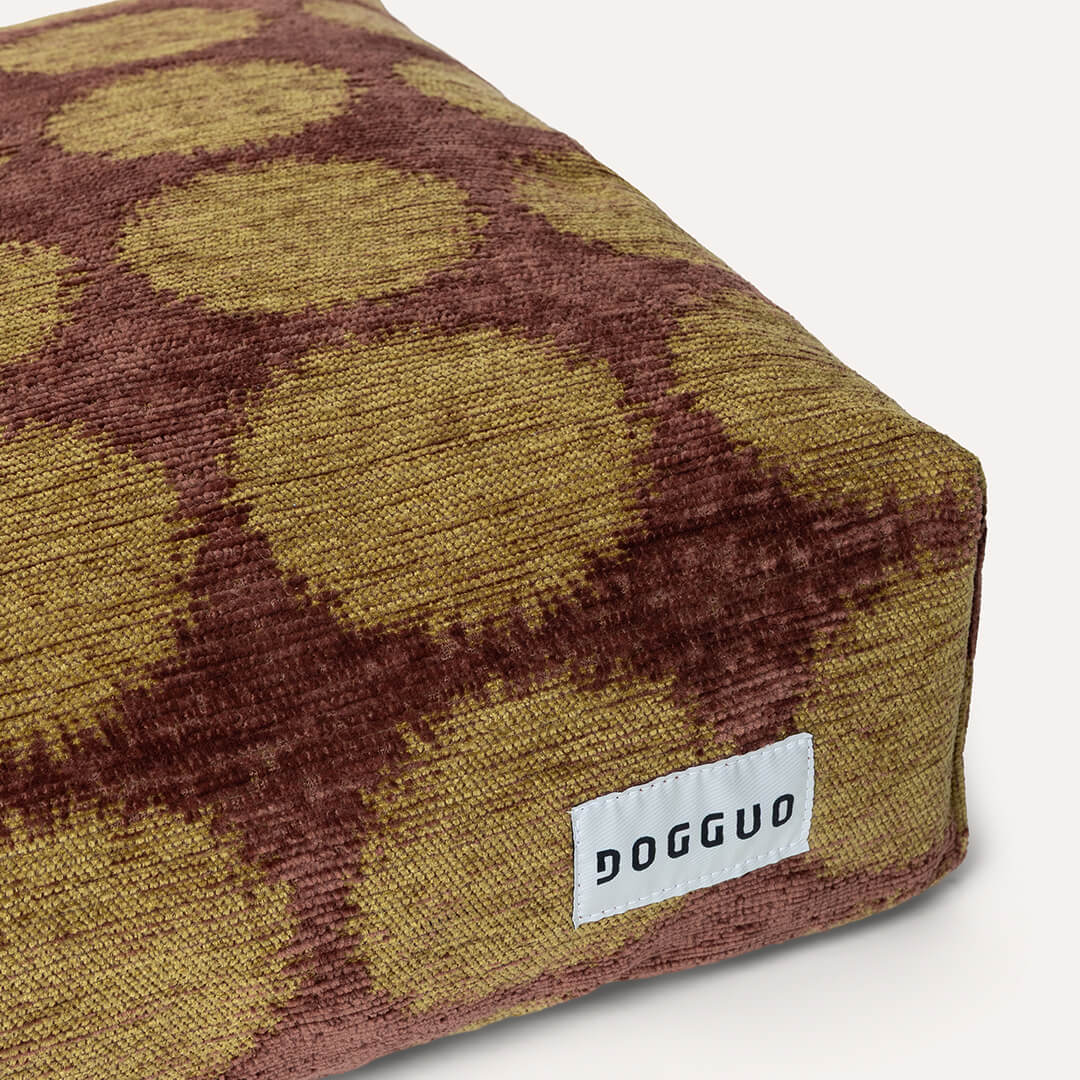 DOGGUO - Retro hondenmand - Bruin/Groen