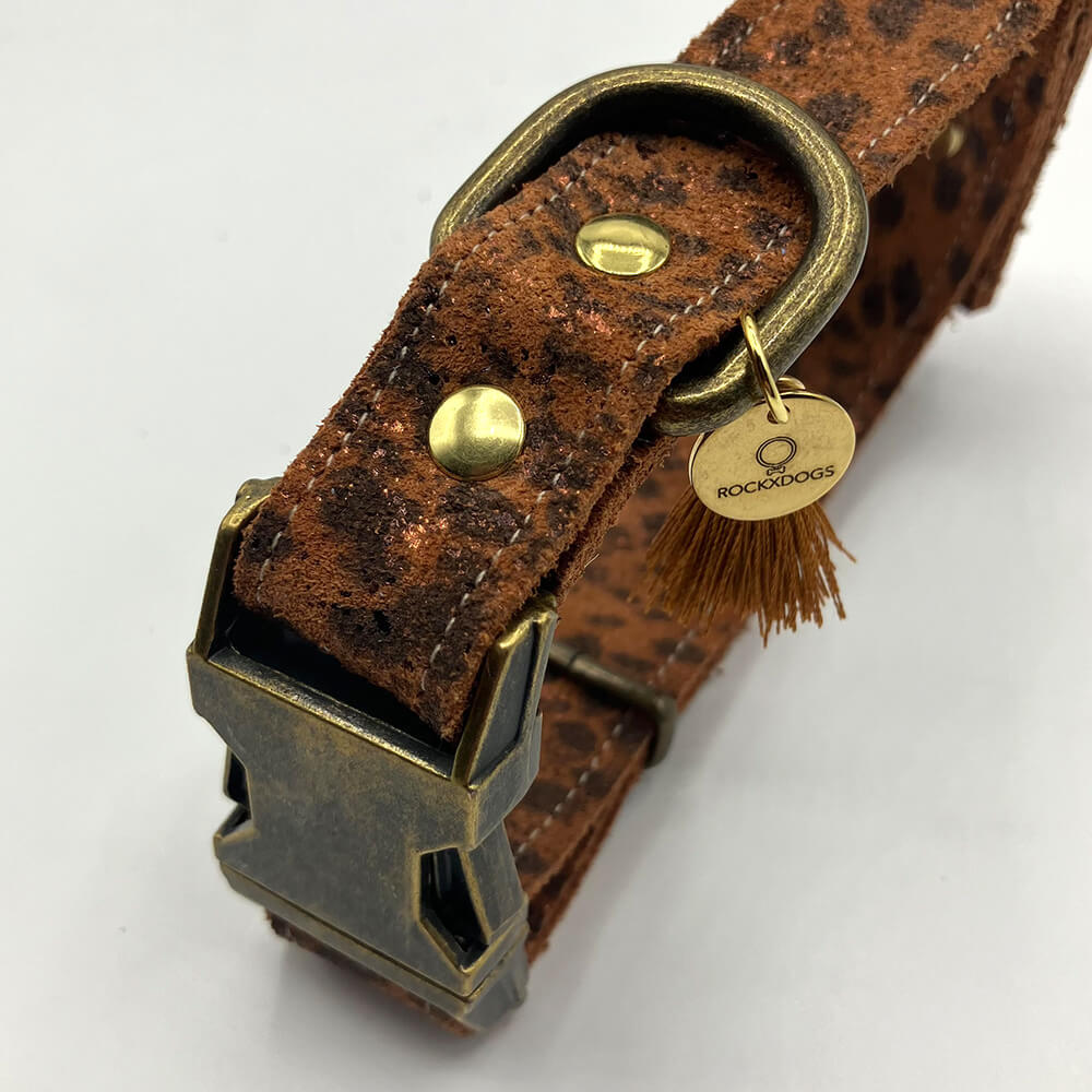Rockxdogs - Leren halsband Leopardo